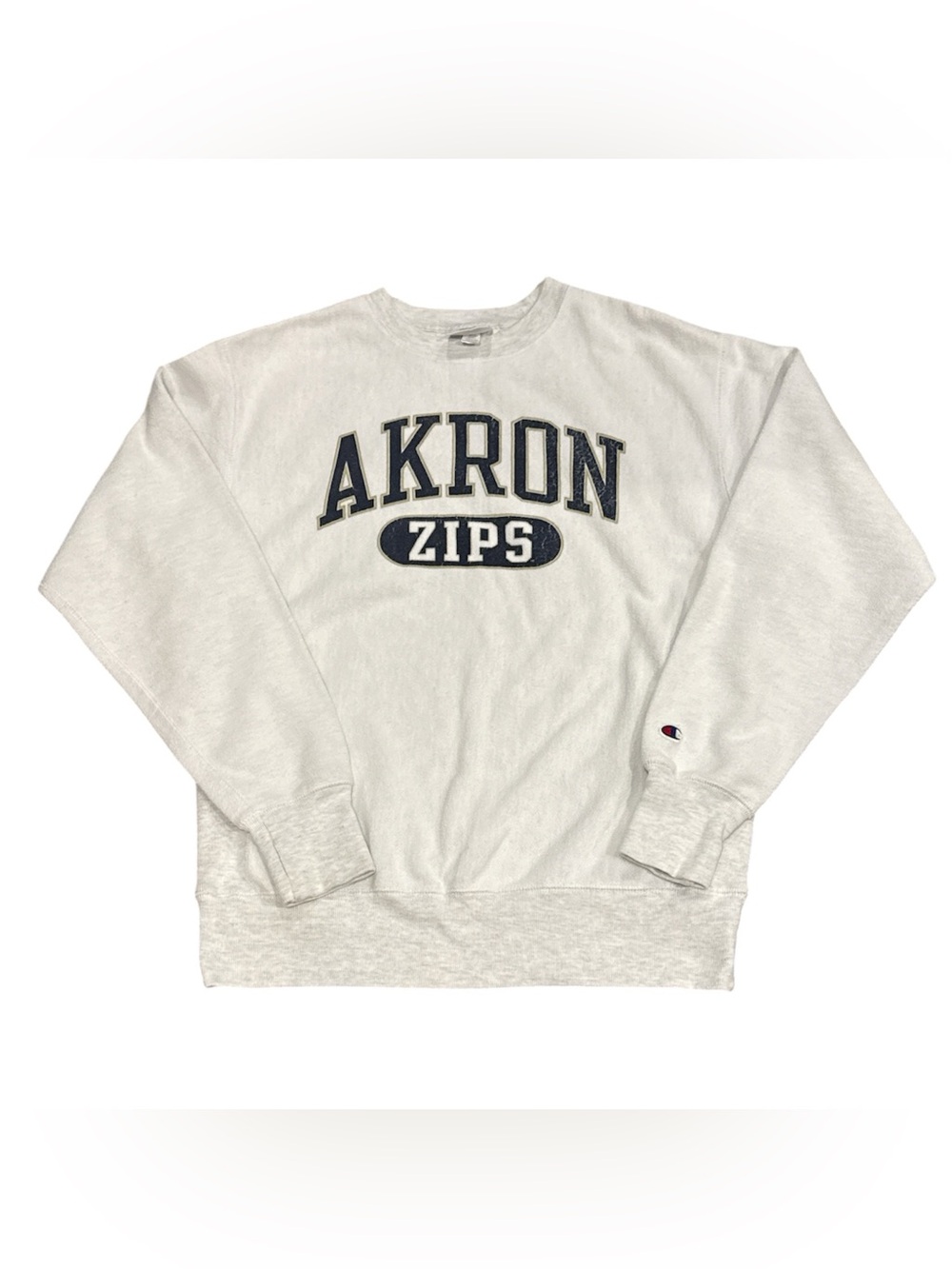 Vintage Champion Reverse Weave Akron Zips Gray Pullover Sweatshirt Mens Medium